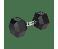 Чавунна гантель Rebel RBA-2325-17.5 17,5 кг HEX з гумовим покриттям для силових тренувань