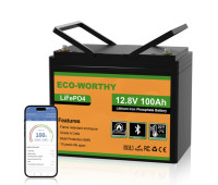 Літій-залізо-фосфатний акумулятор ECO-WORTHY 12.8V 100Ah LiFePO4 Bluetooth