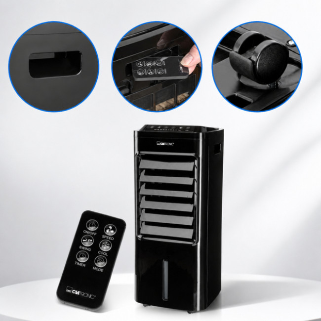 Охолоджувач повітря Clatronic LK 3843 3в1, 60 Вт, бак 4,8 л, чорний