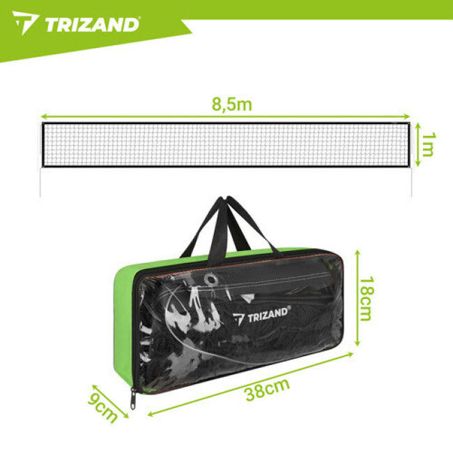 Волейбольна сітка Trizand 27546 - 8.5?1 м, стальний трос, сумка