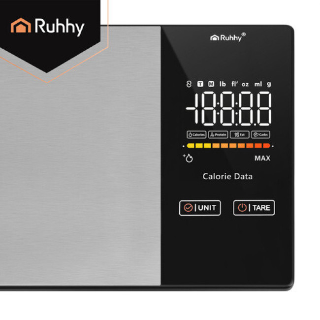 Кухонні ваги Ruhhy 24632 Bluetooth, до 5 кг, LED-дисплей, аналіз харчування