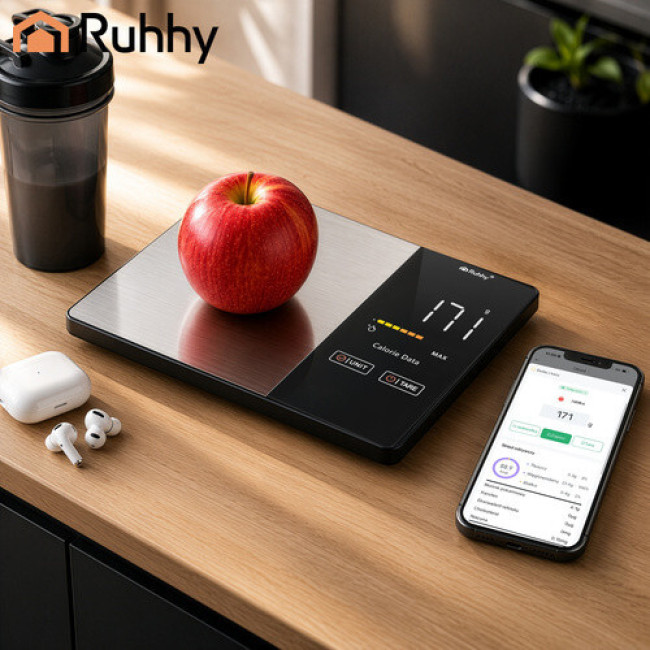 Кухонні ваги Ruhhy 24632 Bluetooth, до 5 кг, LED-дисплей, аналіз харчування