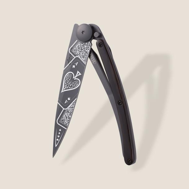 Нож складний з тату DEEJO 37G Ebony wood / Good Luck