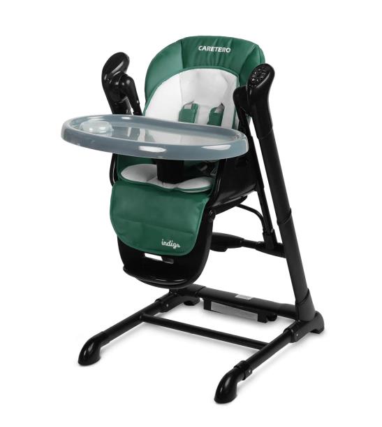 Крісло-гойдалка + стільчик для годування Caretero INDIGO Black Green