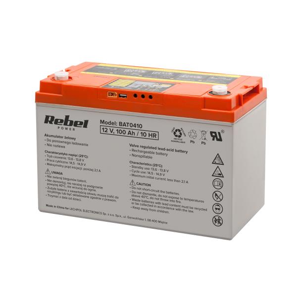 Акумулятор гелевий глибокої розрядки Rebel 12V 100ah LCD (BAT0410)