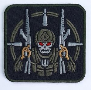 Шеврон PATCH ПАТРІОТЗСУ (Скелет з AR 15) \тк.чорна\нарукавна емблема (8859)